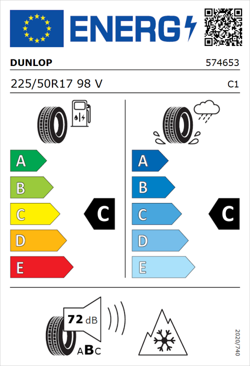 Tyre Label for Dunlop SP Winter Sport 5 225/50R17 98V