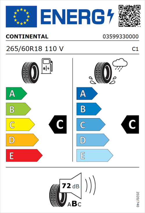 Tyre Label for Continental Conti4x4Contact 265/60R18 110V
